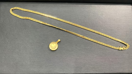 06/20　貴金属　K18　喜平ネックレス 　　k24 K18　コイントップ　お買い取りさせていただきました。　藤岡店